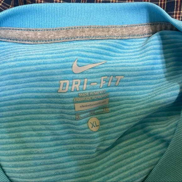 Nike Dri-Fit Blue Striped Shirt Short Sleeve Size XL - Picture 4 of 4